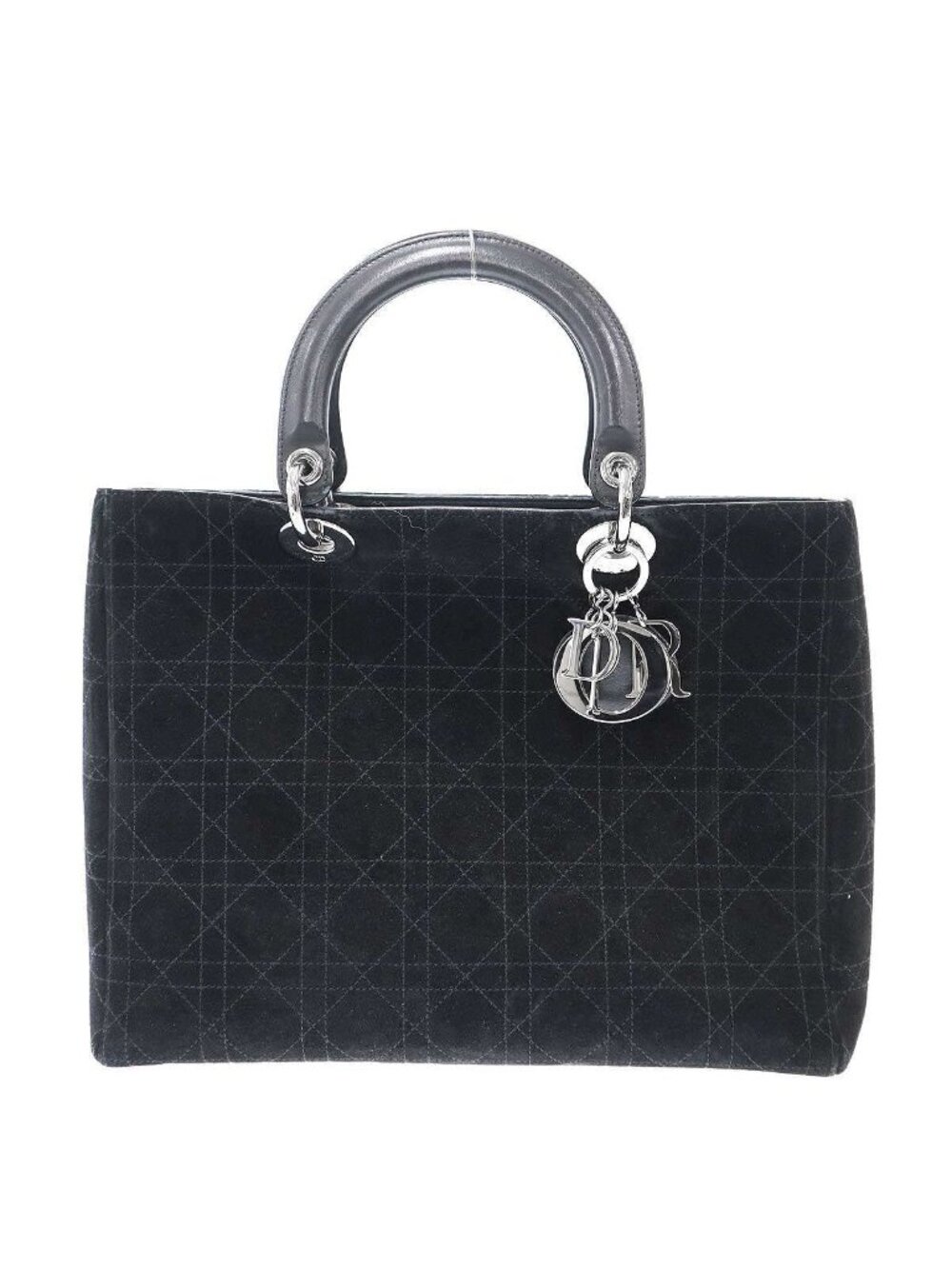 Dior Lady Cannage Suede Handbag Black